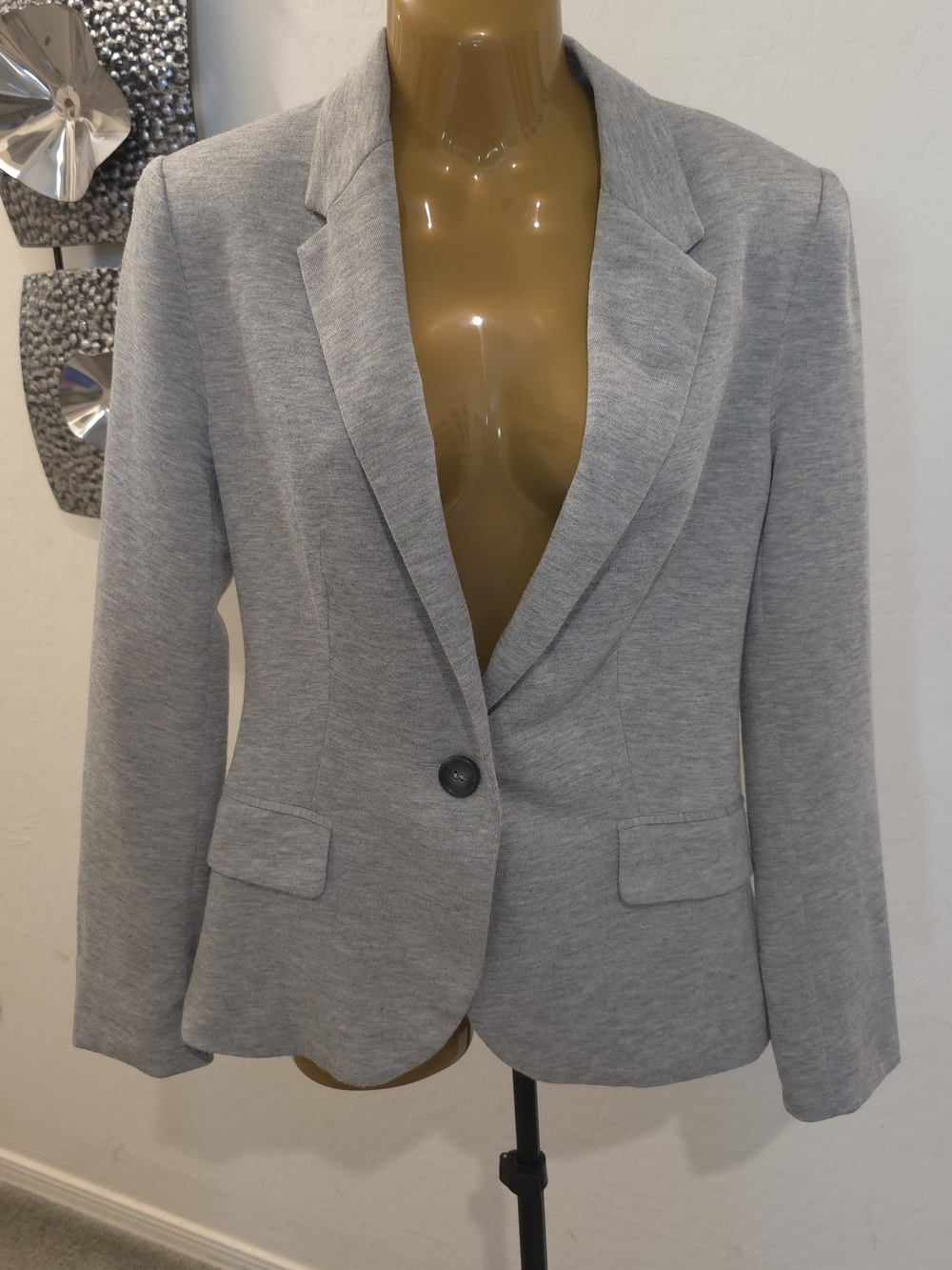Cartonnier by Anthropologie Single Button Gray LightWeight Blazer Small